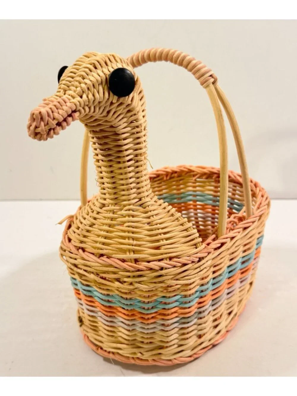 Vintage Wicker Duck Basket Garden Planter Kitchen Storage CUTE